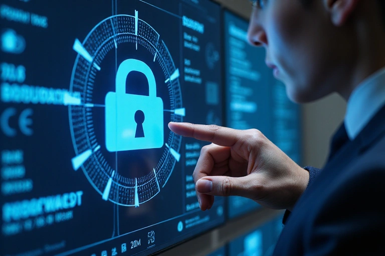 A person logging into a secure account, symbolizing digital security and user access.