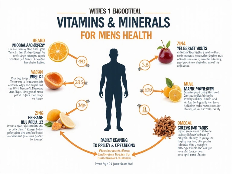 Diagram showing essential nutrients for men