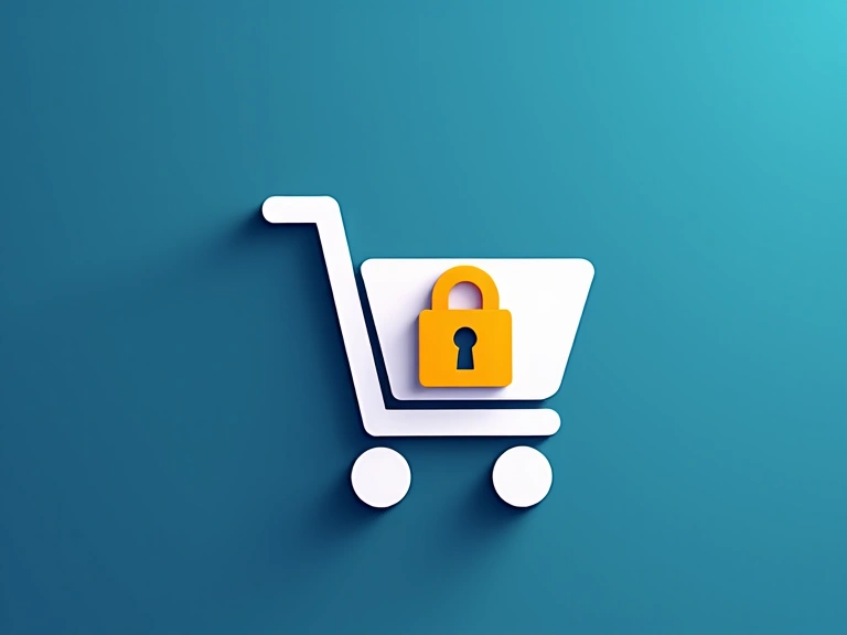 Secure online shopping cart with padlock icon